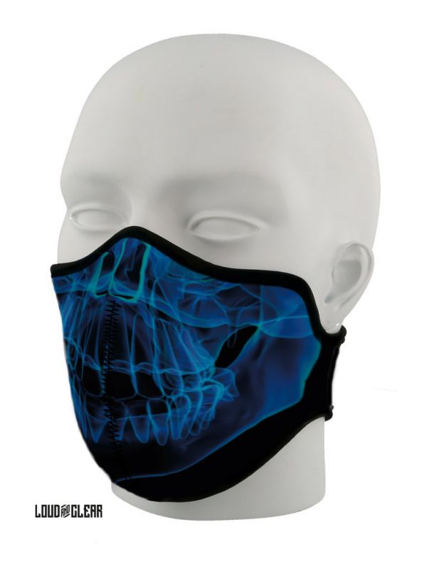 Masker - Skull - Mondmasker - Wasbaar - Met Print - Zwart - Blauw
