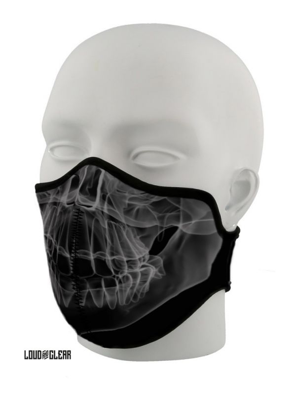 Masker - Skull - Mondmasker - Wasbaar - Met Print - Zwart - Grijs
