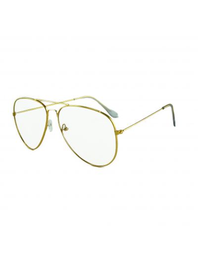 Pilotenbril - Bril Zonder Sterkte - Nerdbril - Goud - Transparante Glazen
