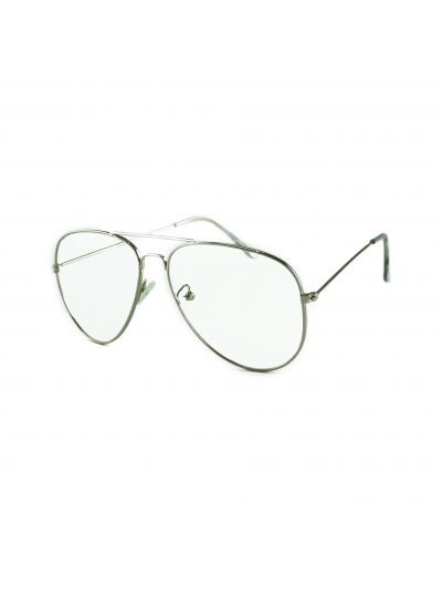 Pilotenbril - Bril Zonder Sterkte - Nerdbril - Zilver - Transparante Glazen