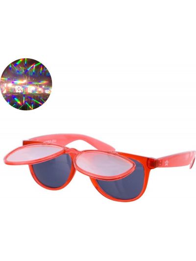 Twinklerz - Space Zonnebril - Spacebril - Rood Transparant - Festival Bril